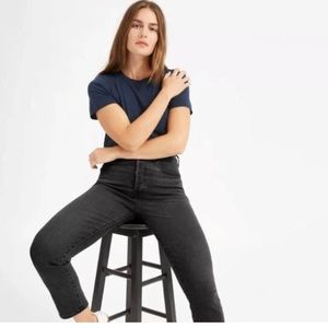 Everlane Black High Rise Slim Straight Ankle Jeans Size 27